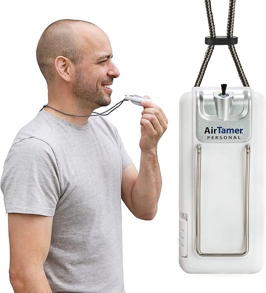 AirTamer A302 | Small Personal and Portable Air Purifier | Lithium Battery Operated | New Electrostatic Purification Technology, Proven Performance, Metal Travel Case