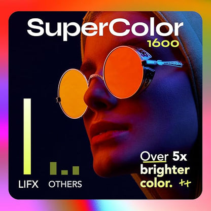 LIFX Supercolor A21 Smart Light Bulb, 1600 Lumens 100W Equivalent, Color Changing RGB + Tunable White, Dimmable E26, Matter Compatible, Works with Apple HomeKit, Alexa & Google Home, No Hub Required