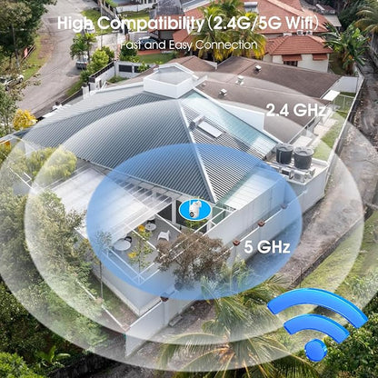 ANRAN 2K WiFi Security Camera Outdoor: 2.4/5GHz Dual-Band, Auto-Tracking, 2-Way Audio, Color Night Vision, 24/7 Recording, 3MP Pan-Tilt 360° View Camera for Home/House