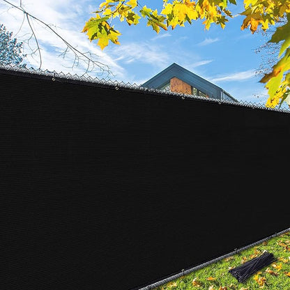iCover 6x25ft Privacy Screen Fence, Outdoor Fencing Panels, Garden Windscreen Mesh Shade Sail Net Barrier, Include Reinforced Bindings and Brass Grommets Cable Zip Ties, Black