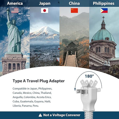 2 Prong Power Strip, TOPREK 2 Prong to 3 Prong Outlet Adapter, 1440J 2 Prong Surge Protector with 6 Outlets & 3 USB, 5FT 2 Prong Extension Cord with Swiveling Flat Plug, Ideal for Non-Grounded Outlet