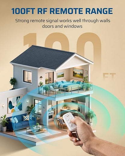DEWENWILS Indoor Remote Control Outlet, Wireless Remote Outlets Switch, No Interference, 15A/1875W, 100FT RF Range, Compact Light Switch for Lamp,1 Remote 3 Outlets