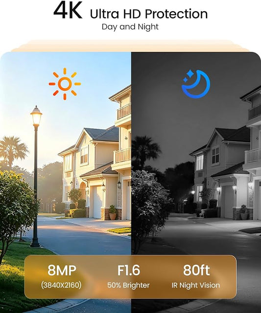 Anlapus 4K Security Camera System, 8pcs 8MP Wired Dome Cameras, 1TB HDD