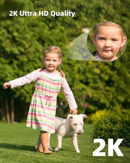 CKK 2K Security Cameras Outdoor, 2.4G/5G Wireless Home Security Camera, Corded Power,360 PTZ, Motion Detection, Color Night Vision, 2-Way Talk, Waterproof, Audible & Floodlight Alarm, Works with Alexa