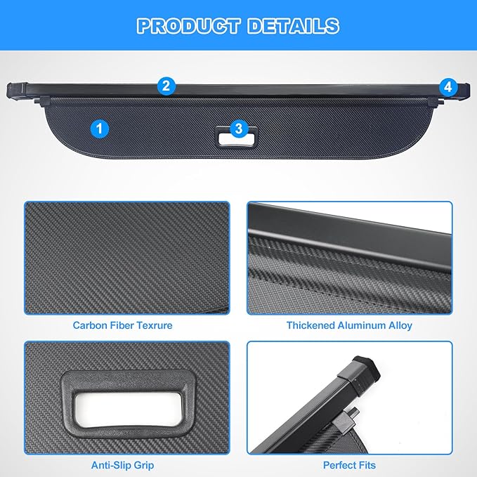 AUXKO Retractable Cargo Cover for 2026-2024 Subaru Crosstrek, Trunk Cargo Cover Luggage Security Shade Cover for Subaru Crosstrek 2025 Shielding Shade Anti-Peeping Luggage Privacy Screen, Carbon Fiber