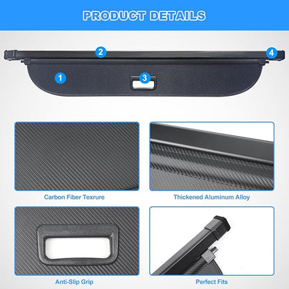 AUXKO Retractable Cargo Cover for 2026-2024 Subaru Crosstrek, Trunk Cargo Cover Luggage Security Shade Cover for Subaru Crosstrek 2025 Shielding Shade Anti-Peeping Luggage Privacy Screen, Carbon Fiber