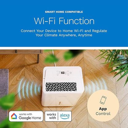 hOmeLabs Dehumidifier 1,800 Sq Ft Wi-Fi (8 Pint MAX 24 Pint at 95°F, 90% RH) for Advanced Humidity & Moisture Control, Quiet, Efficient, Auto Shut-off, Ideal for Home, Basement, Office