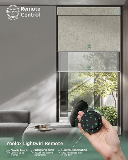 Yoolax Smart Dual Roller Shades, Motorized Blinds with Remote Smart Blinds Compatible with Alexa, Blackout & Sheer Automatic Dual Shades for Windows (Linen Beige & V-Haze White)