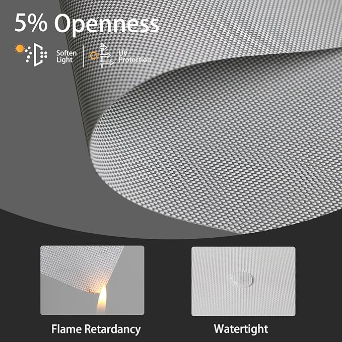 Motorized Solar Shades, Light Filtering Smart Blinds for Windows Automatic Blinds Compatible with Alexa, Falme Resistant Roller Shades Customized for Office Living Room (5% Openness Sliver)