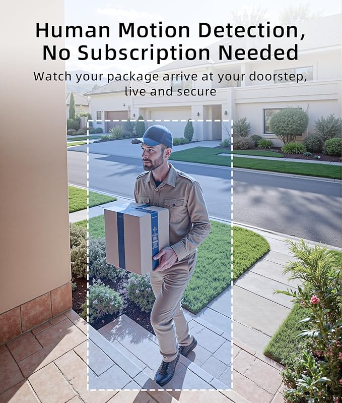 3MP Camera Doorbell Camera Wireless Video Doorbell 2K HD- No Subscription Required, Free Human Motion Detection, Package Detection, Battery Powered, Works with Alexa &Google Assistant,2.4GHz WiFi Only