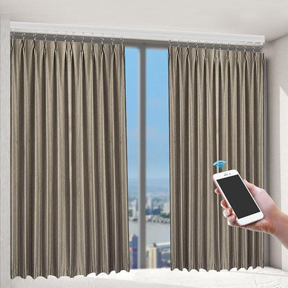Electric Curtain Track with Remote Control, Motorized Curtain Track System, App & Voice Control, Compatible with Alexa and Google Home for Ceiling and Wall Mounta