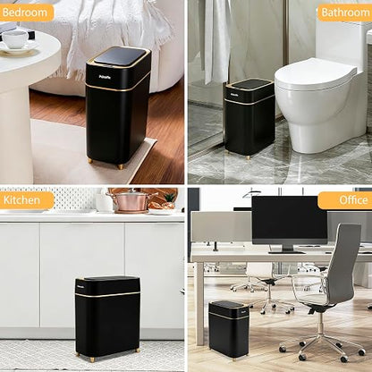 Pukomc Motion Sensor Wastebasket,2.3 Gallon Bathroom Trash can with lid