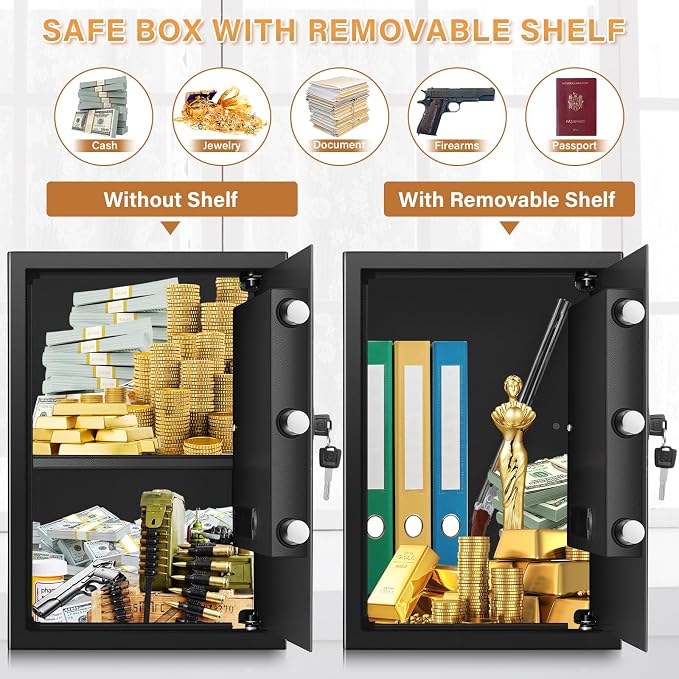 [19.7" Tall] Large Home Safe Box with Fireproof Waterproof Bag