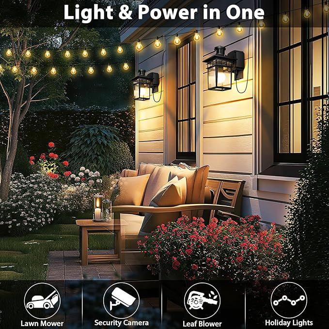 Motion Sensor Outdoor Porch Lights with GFCI Outlet,3 Modes Dusk to Dawn Outdoor Light Fixture,Waterproof Exterior Lighting Fixture Outside Wall Sconce Lights for House Front Door Patio Garage