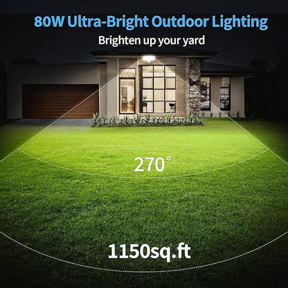 Olafus 80W Flood Lights Dusk to Dawn Outdoor Lighting, IP65 Waterproof LED Security Light with Photocell, 8000LM Dusk Dawn Outside Light, 6500K White Exterior Floodlight for Yard, Garden, Porch