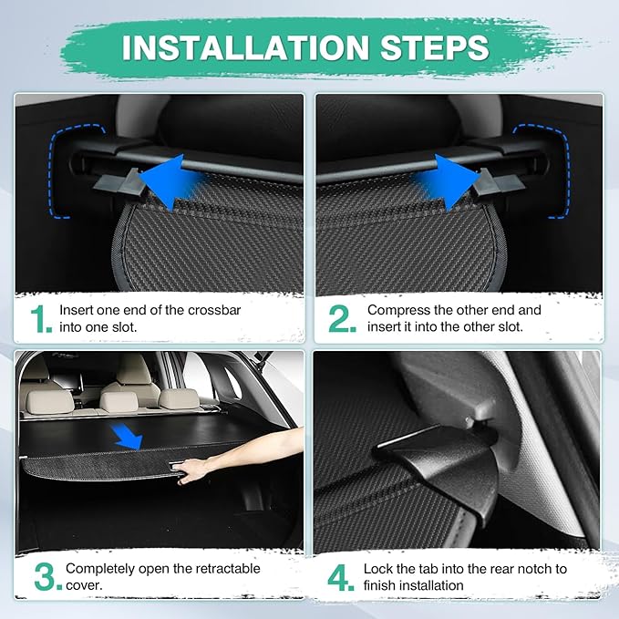 Powerty Cargo Cover for 2025 2026 Chevy Chevrolet Equinox/GMC Terrain Accessories Trunk Cover Retractable Trunk Shielding Shade Cargo Luggage Cover No Gap(NOT for Equinox EV)