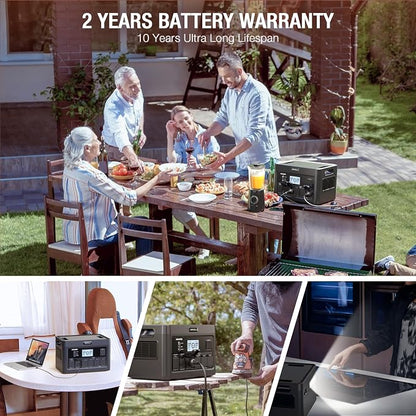 Portable Power Station 2400W, 1843.2Wh LiFePO4 UPS Home Battery Backup
