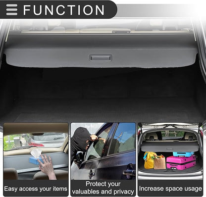 Motoforti Car Trunk Retractable Cargo Cover for Honda CRV 2002-2006 Rear Trunk Parcel Shelf Luggage Security Shield Shade, Canvas, Gloss Black
