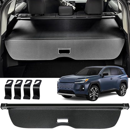 AUXKO Retractable Cargo Cover for Toyota RAV4 2026, Cargo Trunk Cover Luggage Security Shade Cover for 2026 Toyota RAV4 Shielding Shade Anti-Peeping Luggage Privacy Screen, Carbon Fiber