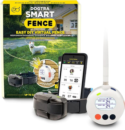 Dogtra SMART Fence Wireless Electric Dog Fence System - No Subscription, 2-Tier Alarm & App Alerts, No-Dig Up to 3/4 Acre, Tone/Vibration/Static, IPX9K Waterproof, Safe Portable Freedom Pets 35 lbs+