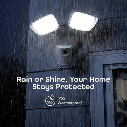 Geeni Lighthawk Smart Floodlight Camera - 3MP Ultra-HD Video, 1800 Lumens, Motion-Activated Security Light, Two-Way Audio, & Built-in Siren - Hardwired Outdoor Surveillance - Dual-Band 2.4/5GHz Wi-Fi