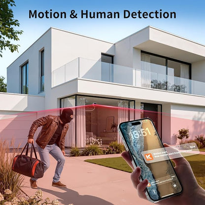 2K No-Drill Window Camera, 2.4GHz & 5GHz WiFi Window Cameras for Home Security, Anti-Glare, Magnetic Mounted, Color Night Vision, 24/7 Recording, Human & Motion Detection, Works with Alexa