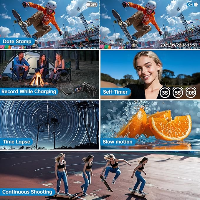 8K Video Camera Camcorder 2025 Latest 88MP Ultra HD Video Cameras Wifi Vlogging Camera for YouTube 18X Digital Video Cameras with 32G Card Microphone 6-Axis Anti-Shake IR Night Vision Video Recorder
