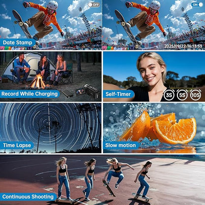 8K Video Camera Camcorder 2025 Latest 88MP Ultra HD Video Cameras Wifi Vlogging Camera for YouTube 18X Digital Video Cameras with 32G Card Microphone 6-Axis Anti-Shake IR Night Vision Video Recorder