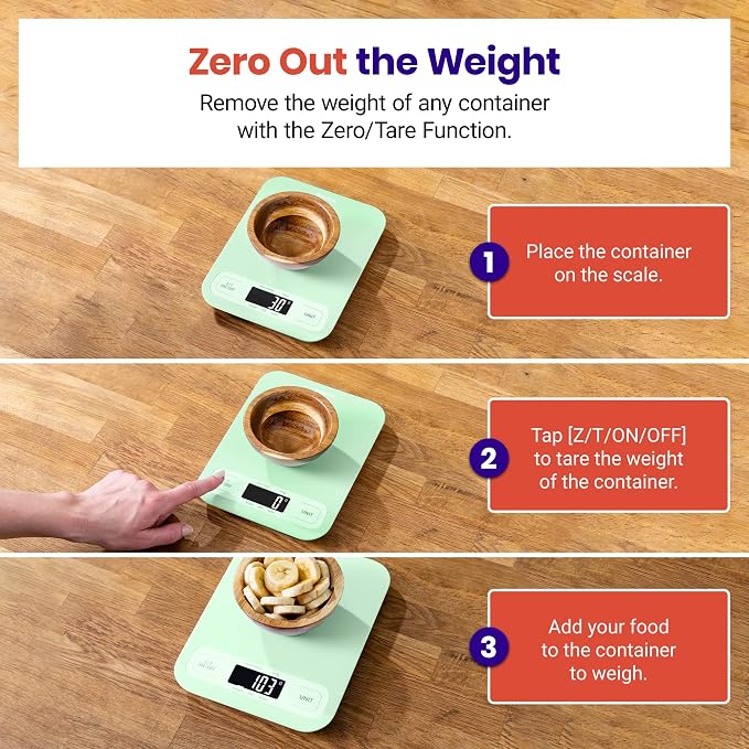 Etekcity Food Kitchen Scale, Digital Grams and Ounces, Large | Tare function, ideal for baking, weight loss, keto, meal prep, packages, liquids and jewelry, Green