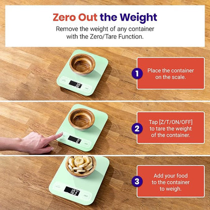 Etekcity Food Kitchen Scale, Digital Grams and Ounces, Large | Tare function, ideal for baking, weight loss, keto, meal prep, packages, liquids and jewelry, Green