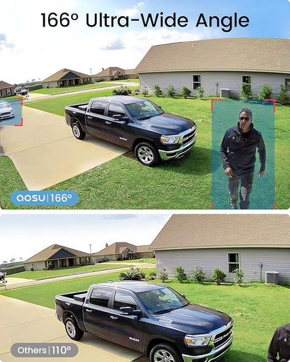 aosu Add-on Cam, 3K/5MP, Solar Powered, Up to 4PCS Security Cameras Can be Connected to 1 aosuBase, Requires SolarCam/WirelessCam System's aosuBase (Not Doorbell Base Station)