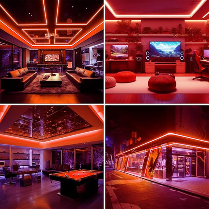 BENLUN AC 110V COB LED Strip Lights Outdoor Waterproof 65.6ft, Red Super Bright 200W LED Rope Light, IP65 Flexible Cuttable, for Bedroom Garden Commercial House Gaming Room Decor
