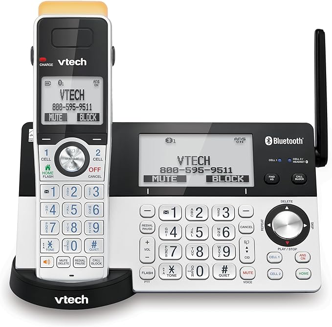 VTech IS8151 Super Long Range DECT 6.0 Cordless Phone for Home with Answering Machine, 2300 ft Range, Call Blocking, Bluetooth, Headset Jack, Power Backup, Intercom, Expandable to 12 HS
