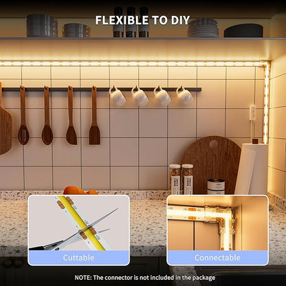 PAUTIX Dotless LED Lights,COB LED Strip Lights with Motion Sensor,5V USB Powered 2700K Warm White,Super Bright Dimmable Motion Activated,Bedroom,Cabinets,Kitchen,Stairs,Closet Indoor Lighting