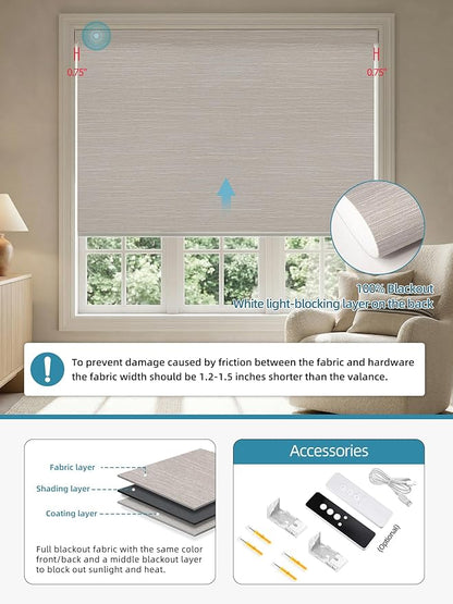 SmartWings Motorized Smart Blinds with Remote, Custom Automatic 100% Blackout Roller Shade Compatible with Alexa/Homekit/Google, Electric Smart Blinds for Indoor Windows, Essential Cream