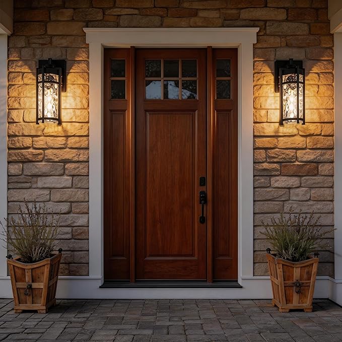 Outdoor Wall Light Fixtures, Waterproof Front Porch Light, Modern Exterior Lighting with E26 Socket, Wall Sconce Lantern Lamp, Black Outside Light for Front Door, House, Garage, Patio (2 Pack)