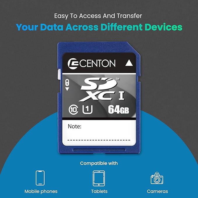 Centon Electronics MP Essential SDHC Card, Ultimate Memory Card for Phones, Tablets, Cameras, and More, 64GB