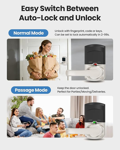 Fingerprint Smart Keyless Keypad Door Lock with Handle Biometrics Deadbolts