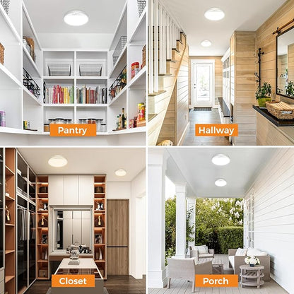 Slochi 2Pack Motion Sensor Ceiling Light Wired, 3000K/4000K/6500K Motion Sensor Light Indoor, 15W 1500LM 7 In Closet Lights Motion Sensored with Timer, Flush Mount Light for Hallway Wall Pantry, White