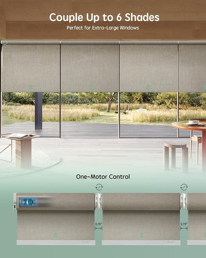 Yoolax Smart Coupled Roller Shades Compatible with Alexa Google, Motorized Blinds with Remote Blackout Coupled Roller Shades for X-Large Windows, Custom Size (XL Coupled-Beige)