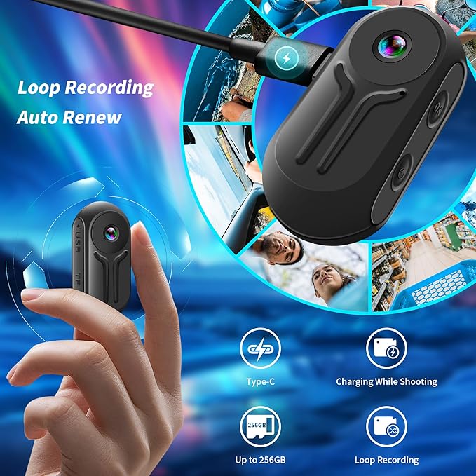 Upgraded 1080P Mini Body Camera with 64GB Card, Sports Action Cameras, Hands-Free Body Cam with Magnetic Back Clip, Mini POV Camera for Cycling Vlogging Travel