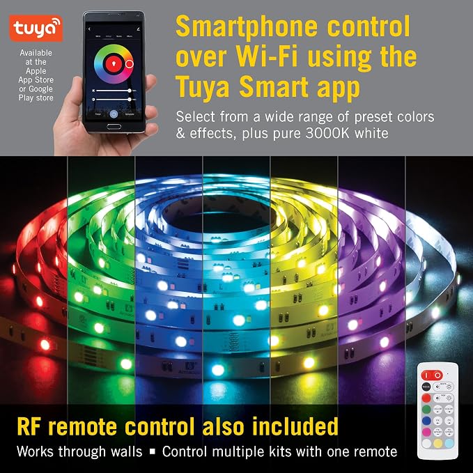 Armacost Lighting 423500 RibbonFlex Home 16ft. RGB+W Smart LED Tape Light Kit, Multi-Color and White