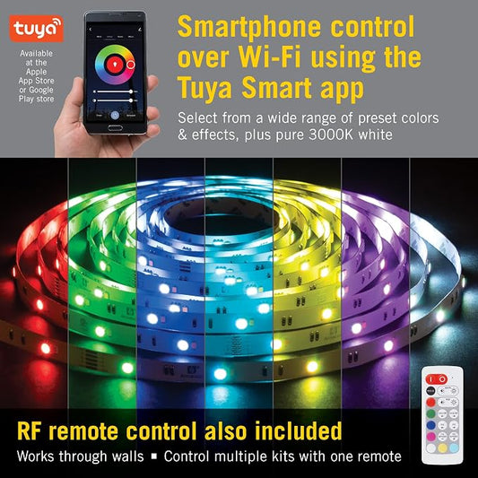 Armacost Lighting 423500 RibbonFlex Home 16ft. RGB+W Smart LED Tape Light Kit, Multi-Color and White