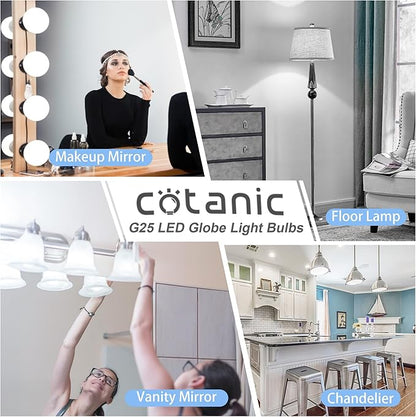 Cotanic Vanity Light Bulb 5000K Daylight,G25 LED Globe Light Bulbs for Bathroom Vanity Mirror, E26 Medium Base,5W 60W Incandescent Equivalent,500LM,Non-dimmable,4 Pack