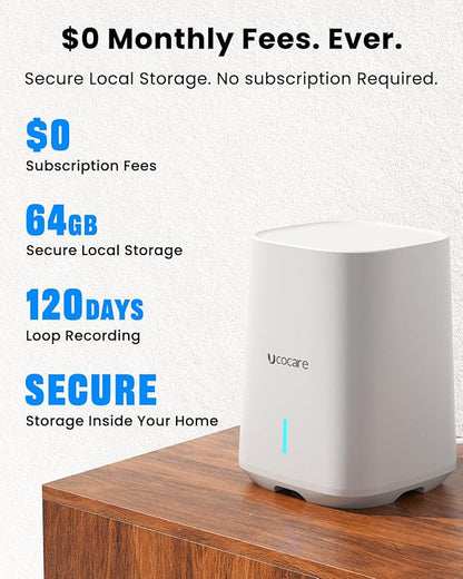 UCOCARE 4K Security Cameras Outdoor Wireless, Add-On Cameras, Must Be Connected to Base Station and Cannot Be Used Independently, Base Station Supports Simultaneous Connection of Up to 8 Cameras