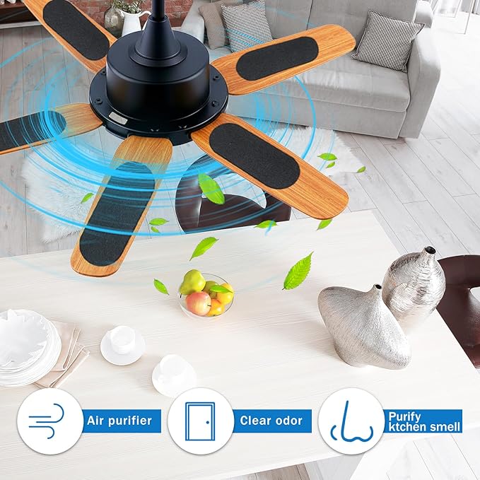 Ceiling Fan Filters for Blades, 5pcs Activated Coconut Shell Carbon Ceiling Fan Air Purifier Pads, Universal Easily Sticks Unscented Ceilings Fans Air Purifier Pads for Home Office Common Household