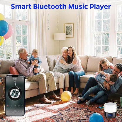 Security Camera Indoor for Home - Bluetooth Speaker - Homekit Camera - 1080P Clock Camera with 160°Rotating Viewing Angle - Night Light - AI Motion Detection (Black and White)