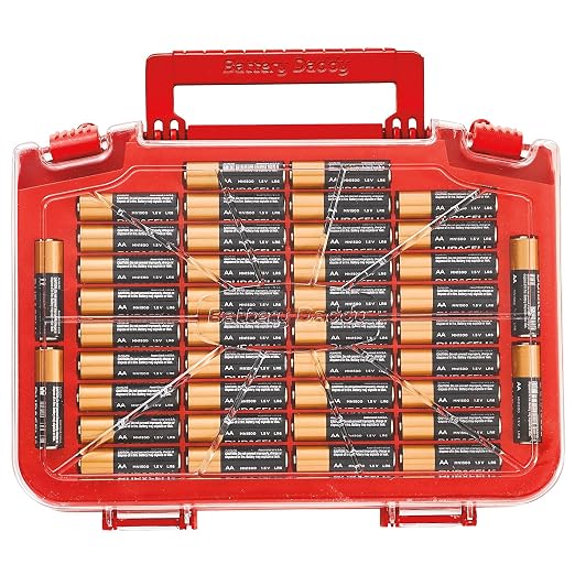 Ontel Battery Daddy Smart - Battery Organizer Storage Case with Tester,Stores & Protects Up to 150 Batteries,Clear Locking Lid,As Seen On TV,Smart - 150 Batteries (BADAS-MC4),(Pack of 4)