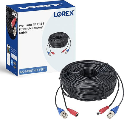 Lorex 4K RG59 Power Accessory Cable, Video Cable for Security Camera Systems, for Analog HD (CVI/TVI/AHD/MPX) or Analog (CVBS) Surveillance System, 60 feet (18m)
