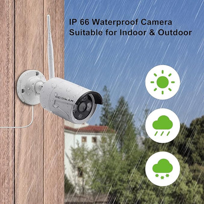 2K Wireless Security Camera System, All-in-One with 10" LCD Monitor, 4pcs 3MP Outdoor WiFi IP Cameras, Two-Way Audio, Easy Setup, Night Vision, APP Remote View, Motion Alert (No Hard Drive)